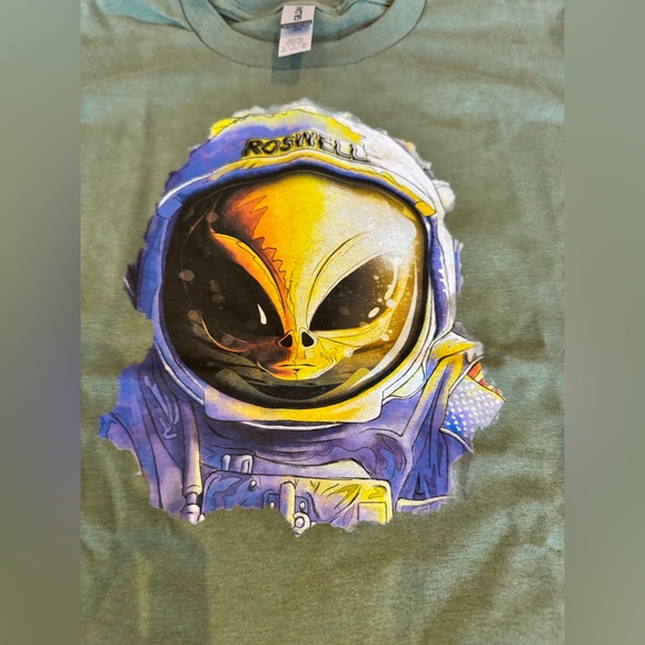 Roswell New Mexico Alien Graphic T-Shirt – Youth Small – Olive Green - Picture 4 of 7